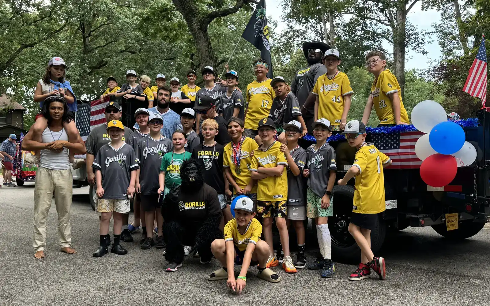 Gorilla Baseball Club players and coaches at the Lincolnshire Fourth of July parade